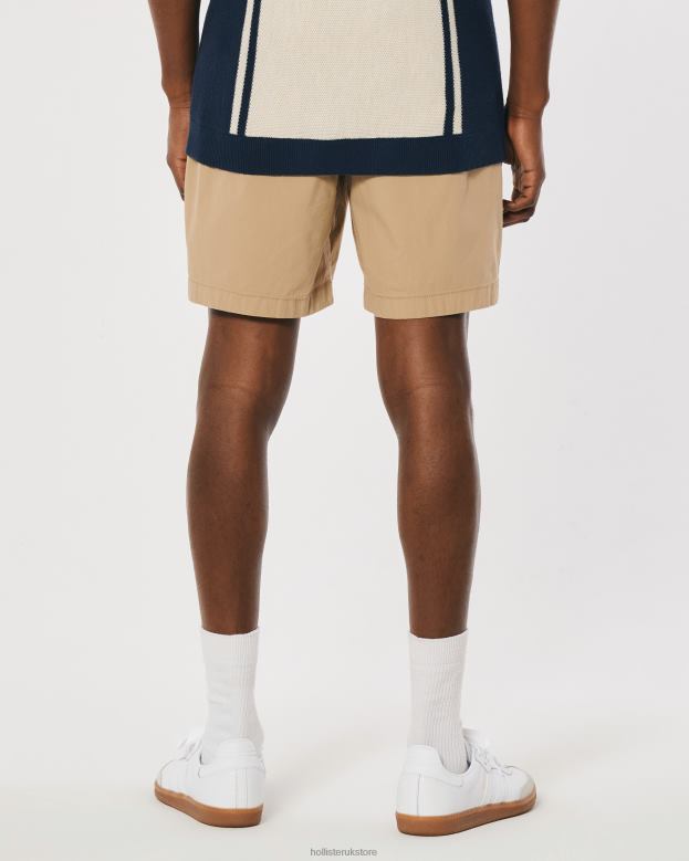 Bottoms Hollister Men Twill Jogger Shorts 7\\ 488201149 Khaki